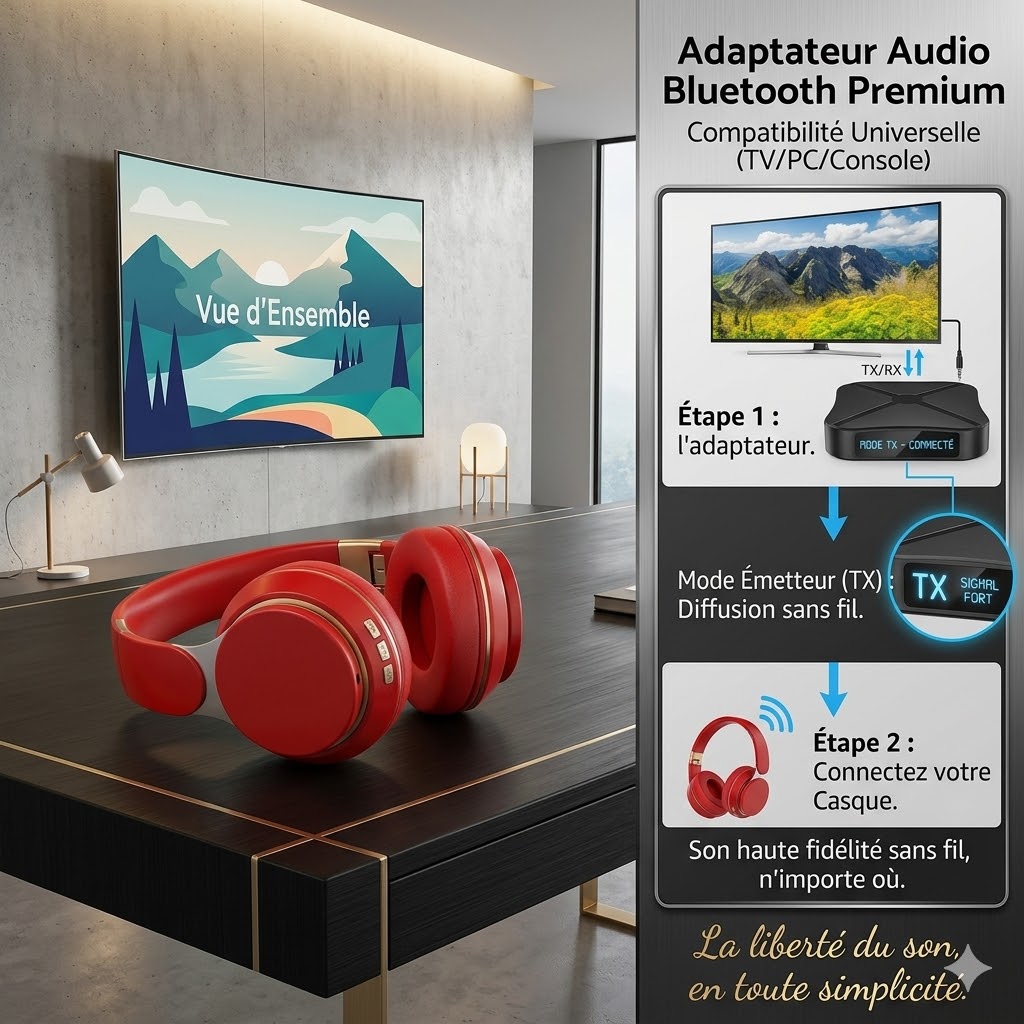 Pack Nova-Stream Pro : Casque Audio Sans Fil & Adaptateur USB – Son Cinéma à la Maison